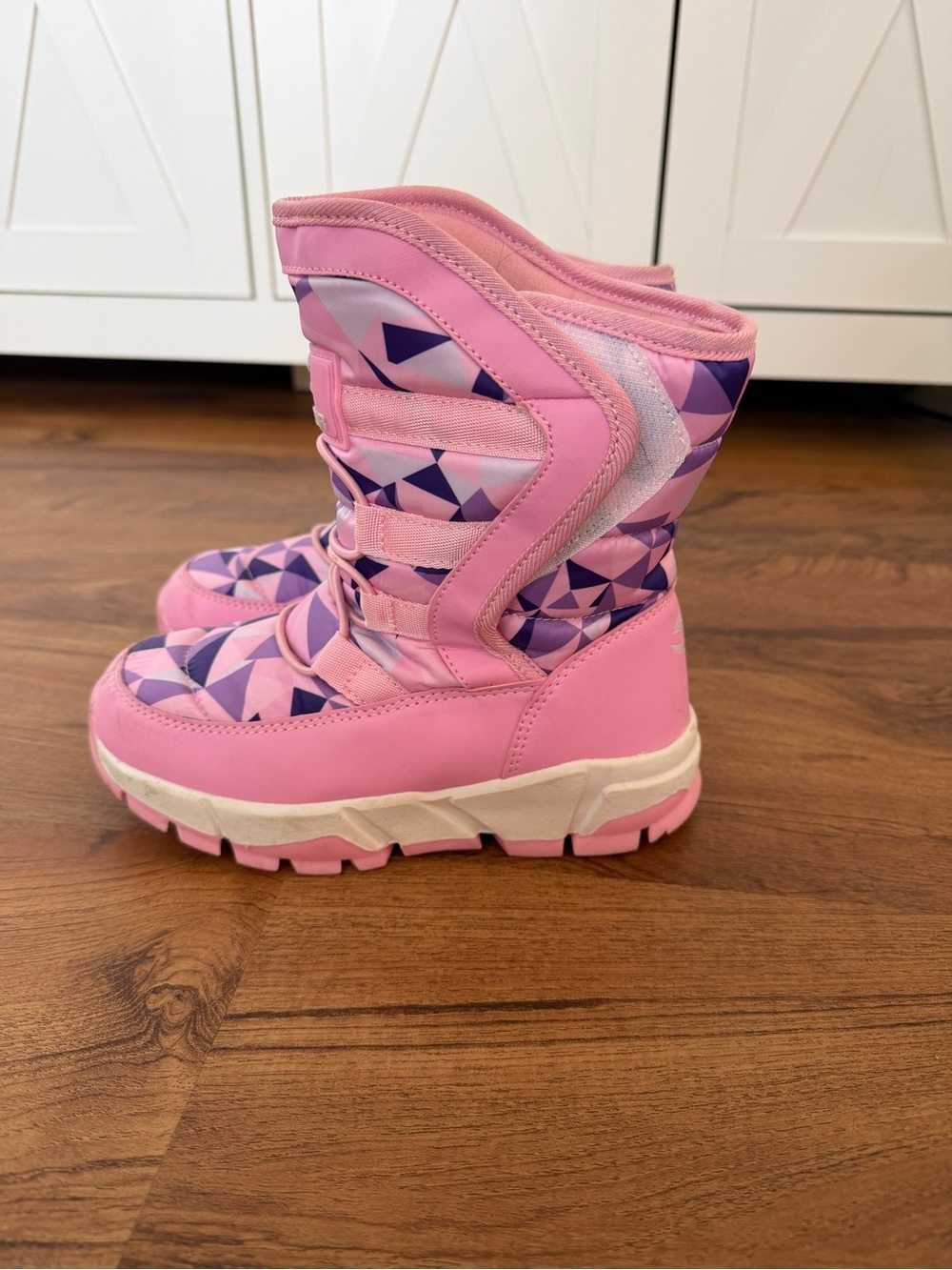 Girls' Pink Geometric Snow Boots - Insulated Winter Footwear